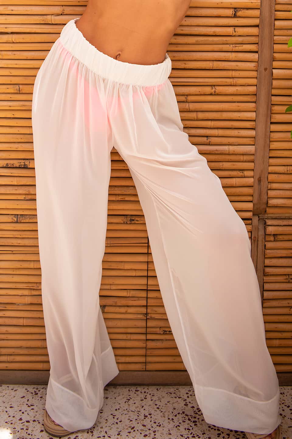 white swimsuit cover up pants