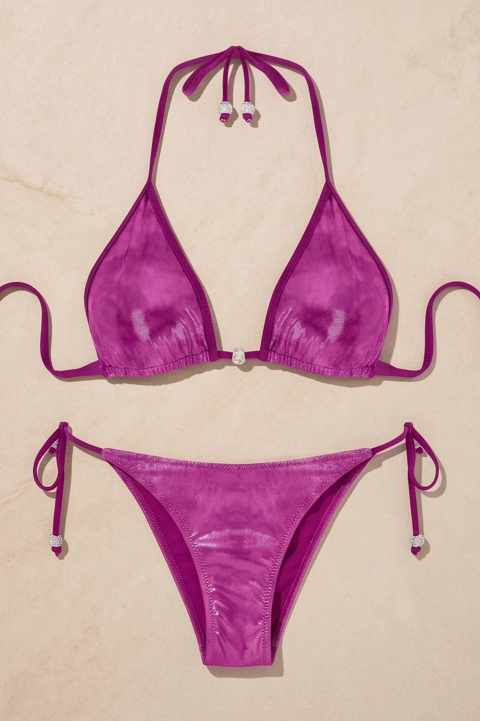 Shiny Star Pink Bikini Top
