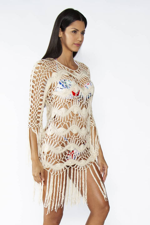 From Poolside to Party: The Chicest Beach Outfits for Dubai Holidays - Tropico Beach Dress Beige